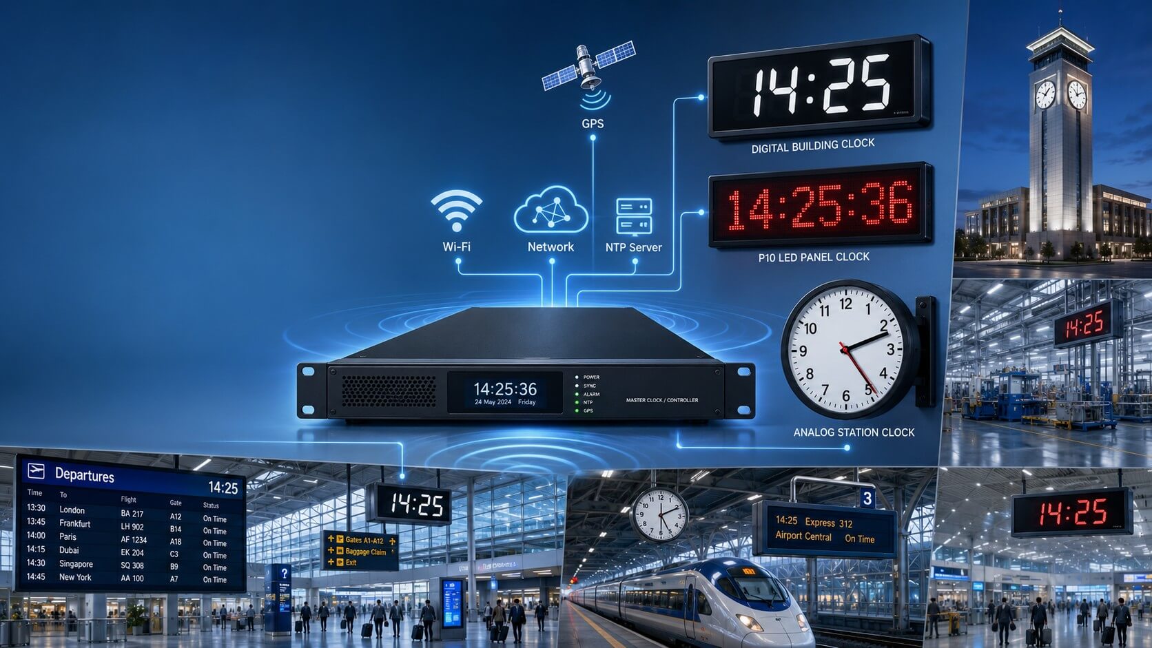 Merkezi NTP, GPS 4G ve Dijital Saatler